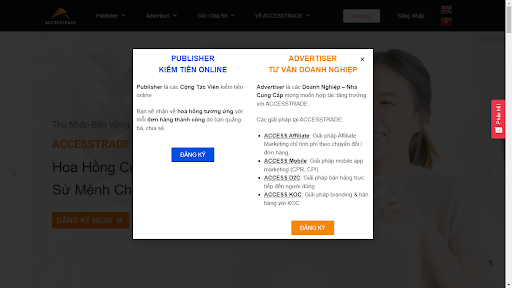 cách đăng ký ACCESSTRADE 