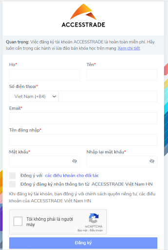 cách đăng ký ACCESSTRADE 